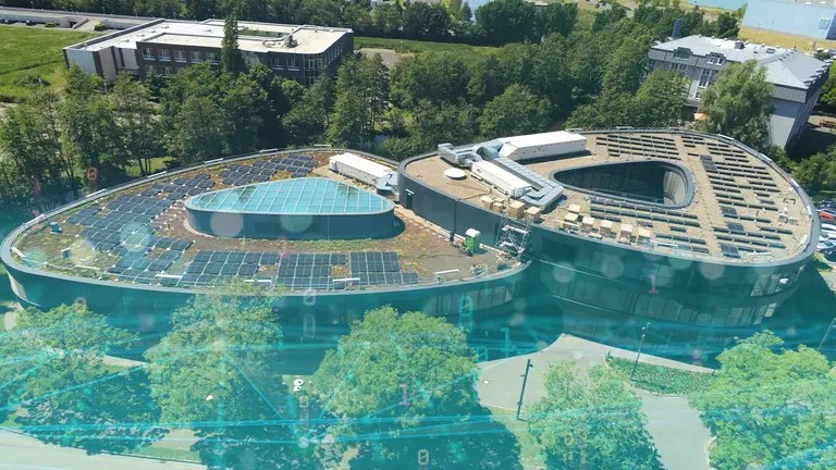 Draufsicht auf das Gebäude der GOB