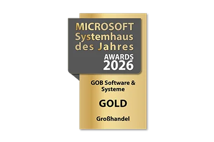 Siegel „Microsoft-Systemhaus des Jahres 2026“: Gold in der Kategorie Großhandel für GOB.