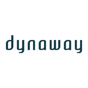 Logo of the company Dynaway with dark blue, rounded lettering on a white background