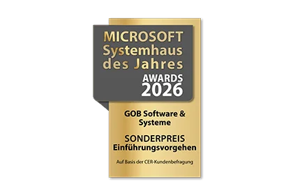 Siegel „Microsoft-Systemhaus des Jahres 2026“: Sonderpreis Einführungsvorgehen für GOB.