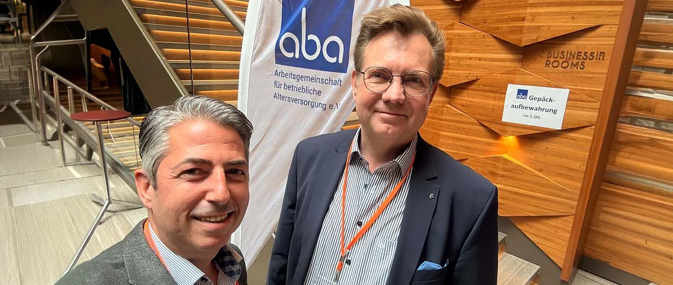 Murat Gökyar und Dr. Andreas Jurk auf der aba-Jahrestagung 2026 in Berlin.