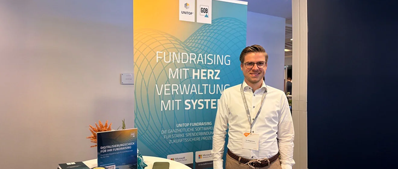 Unser Fundraising-Experte am GOB-Stand auf dem Österreichischen Fundraising Kongress 2026.