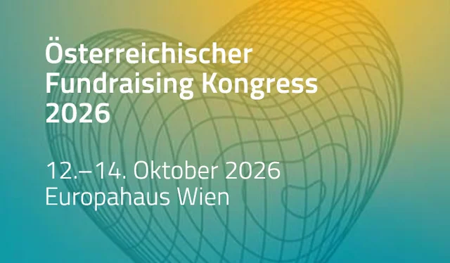 Grafik zum Österreichischen Fundraising Kongress 2026 vom 12. bis 14. Oktober im Europahaus Wien.