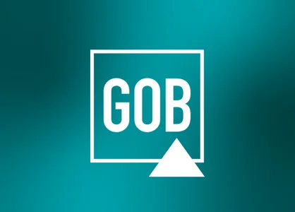 Redesign 2026: So sieht das neue Logo aus Hauptbild zur Neugestaltung des GOB-Logos 2026: Türkisverlauf mit neuem GOB-Logo in der Mitte.