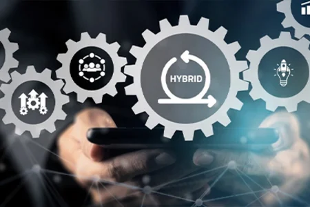 Hybrides IT-Projektmanagement: Abhängigkeiten Zahnräder symbolisieren Aspekte im hybriden Projektmanagement.