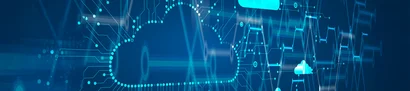 Die Microsoft Cloud – für orts- und geräteunabhängiges Arbeiten Symbolbild für die Microsoft Cloud: Vernetzte Wolken symbolisieren den Aufbau einer Cloud-Plattform
