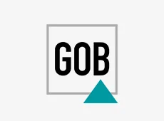 Neues GOB-Logo für #GOB2030 Neues GOB-Logo mit schwarzem Schriftzug im grauen Quadrat und türkisfarbenem Dreieck.