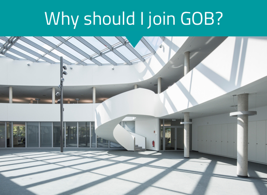 Headquarters of GOB Software & Systeme GmbH & Co. KG The image shows the GOB building from the inside.
